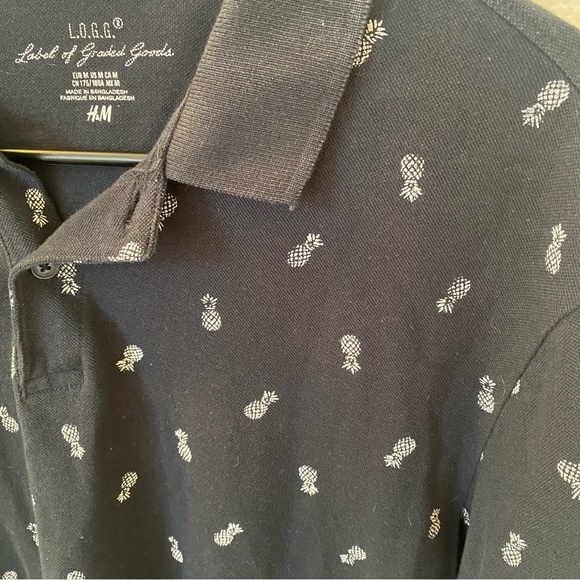 Navy Blue H&M L.O.G.G. Pineapple Tropical Polo - Picture 3 of 3